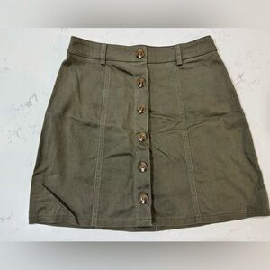 Forever 21 Olive Button-Up Mini Skirt